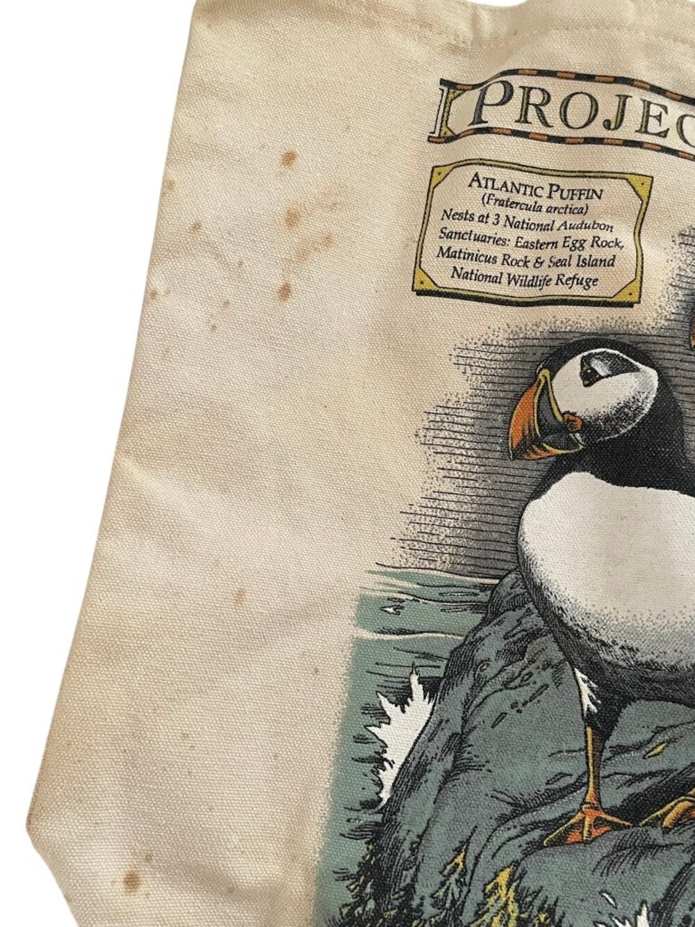 RARE Vintage 70s Project Puffin Canvas Tote Bag Hannaford Made in Maine *READ* - Picture 2 of 6